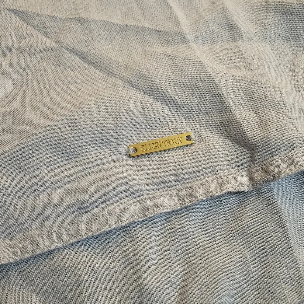 Ellen Tracy Linen Light Blue Casual Career Office Tunic w/ Gold Accents Small - Picture 3 of 6